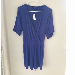 Express Purple short sleeve Tie Waist Romper